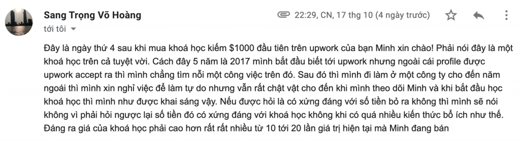 Review khóa học upwork Minh Xin Chào